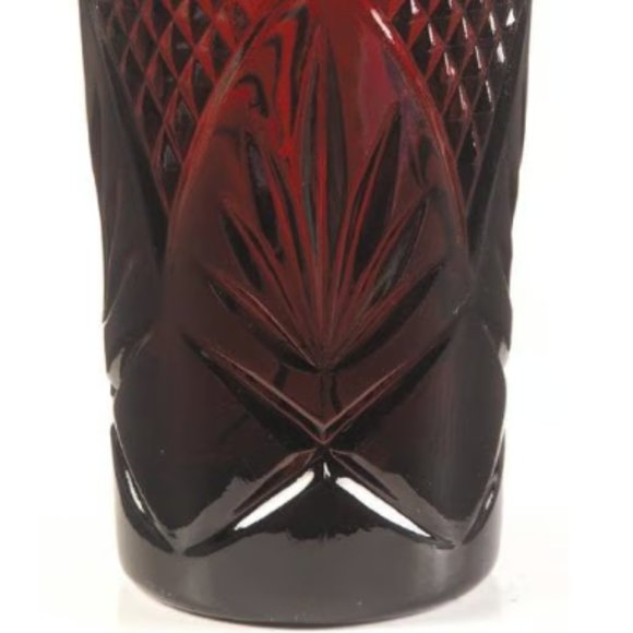 French Vintage Tiki Faceted Glass Antique Ruby Royal Red Cristal D'Arques Durand - Picture 2 of 2